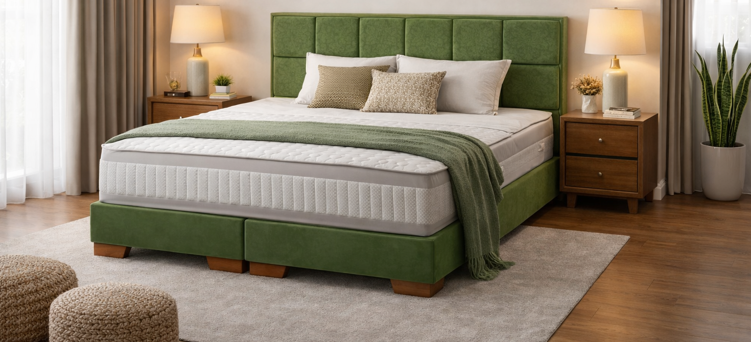 Boxspringbetten mit gepolstertem Kopfteil